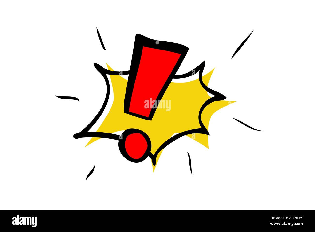 Vector Hand Draw Sketch, Thin Marker, Exclamation Sign, Isolated on White Stock Vector