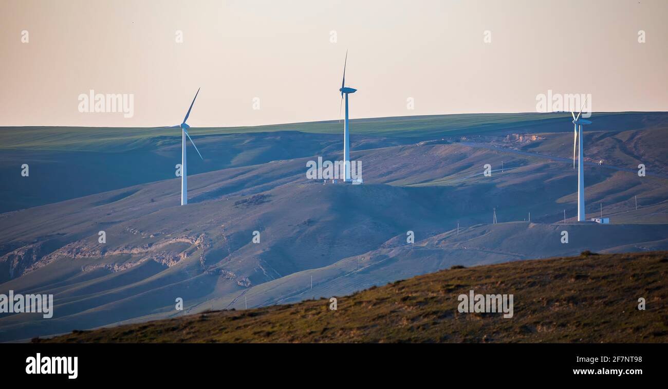 Windmills standing on the mountain Stock Photo Alamy