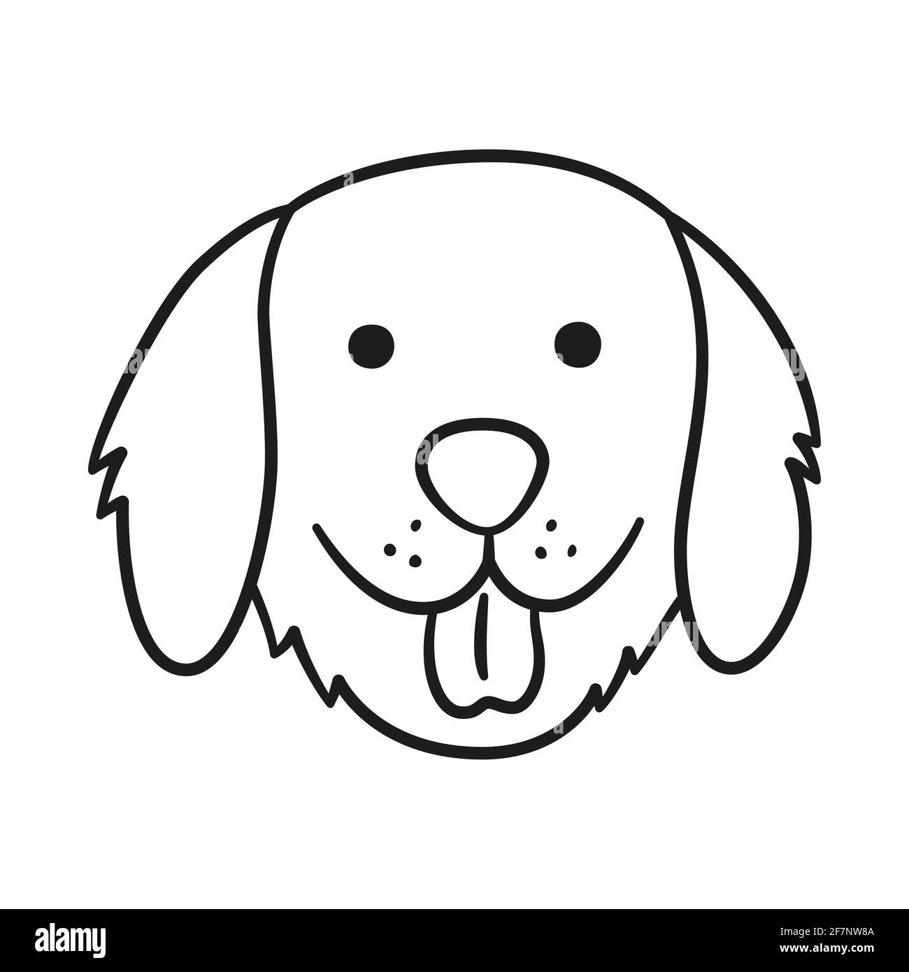 Cute retrieverface. Dog head icon. Hand drawn isolated vector ...