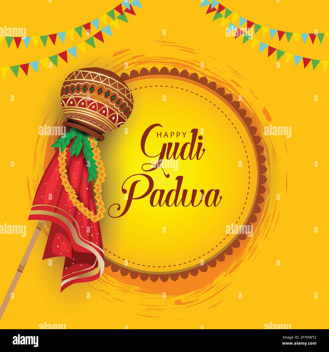 decorated background of happy Gudi Padwa celebration of India ...