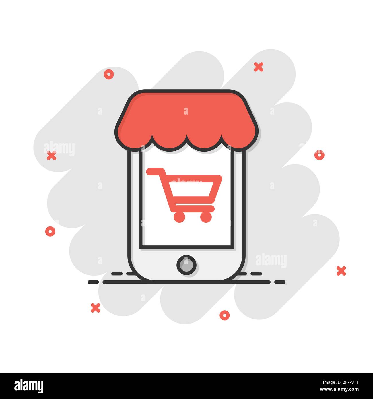 Online shopping icon in comic style. Smartphone store vector cartoon  illustration on white isolated background. Market business concept splash  effect Stock Vector Image & Art - Alamy