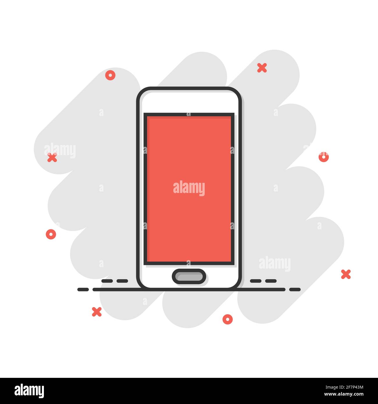 Phone device sign icon in comic style. Smartphone vector cartoon ...