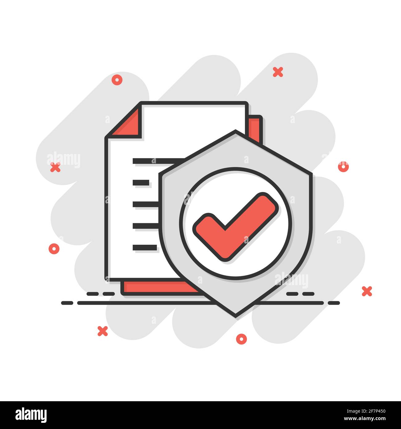 Insurance policy icon in comic style. Report vector cartoon ...