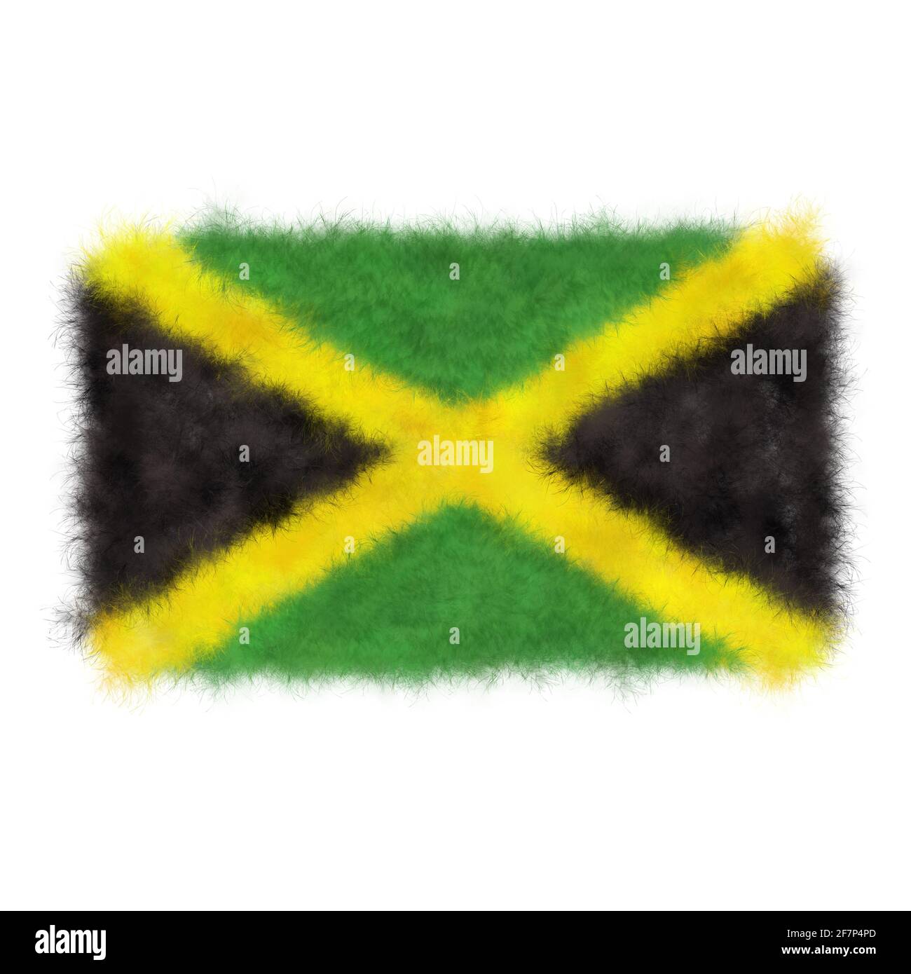 3D Illustration of Realistic Jamaica flag in Felt Fabric Stock Photo