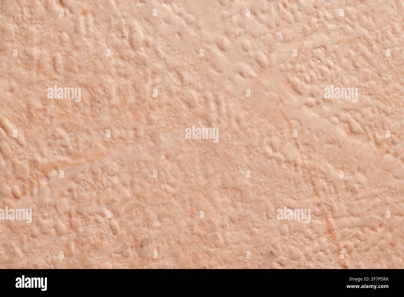 Bright beige rough plastered house wall frame as a background Stock Photo