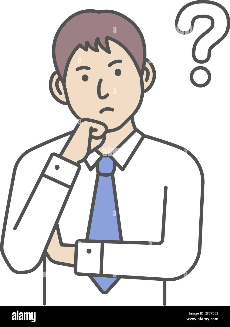 Vector Illustration of young businessman having a question Stock Vector