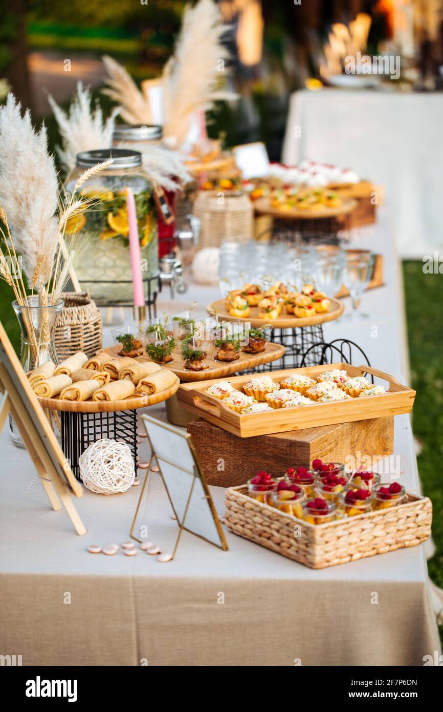 Banquet appetizer bruschettas for catering Stock Photo Alamy