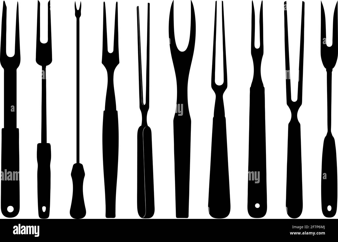Set of different carving forks isolated on white Stock Vector Image