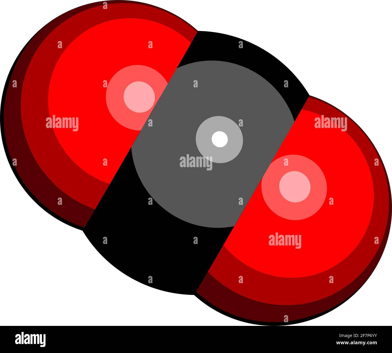Carbon dioxide (CO2) molecule. Greenhouse gas. 3D rendering. Atoms are