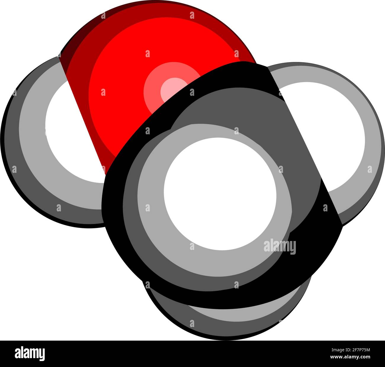 Methanol (methyl alcohol, MeOH) molecule. Highly toxic. 3D rendering. Atoms are represented as spheres with conventional color coding: hydrogen (white Stock Vector