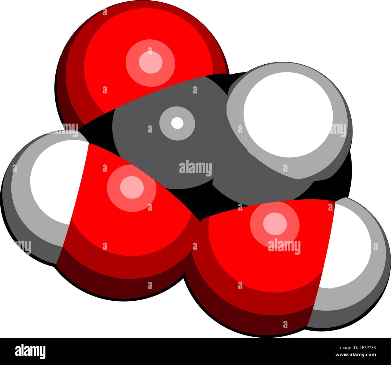 Glycolic acid (hydroacetic acid) molecule. 3D rendering. Atoms are represented as spheres with conventional color coding: hydrogen (white), carbon (bl Stock Vector