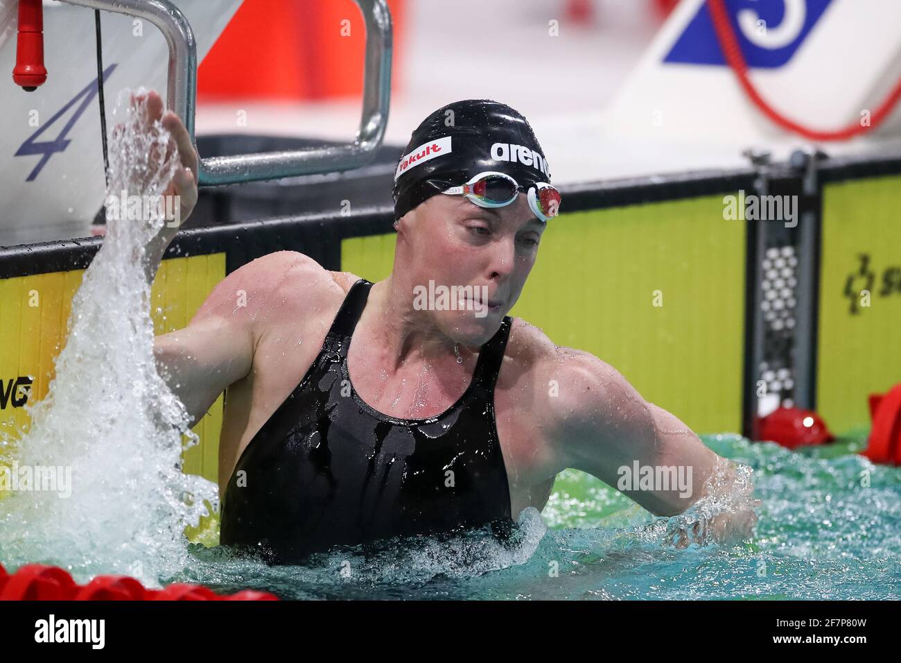 Eindhoven Netherlands 09th Apr 2021 Eindhoven Netherlands April 9 Femke Heemskerk Reacts After Winning Her Heat In The Womens 50m Freestyle During The Eindhoven Qualification Meet At Pieter Van Den Hoogenband