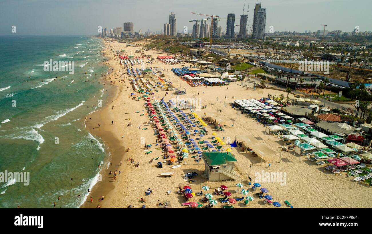 Aerial Photography of the Coastline of Rishon LeZion in central Israel ...