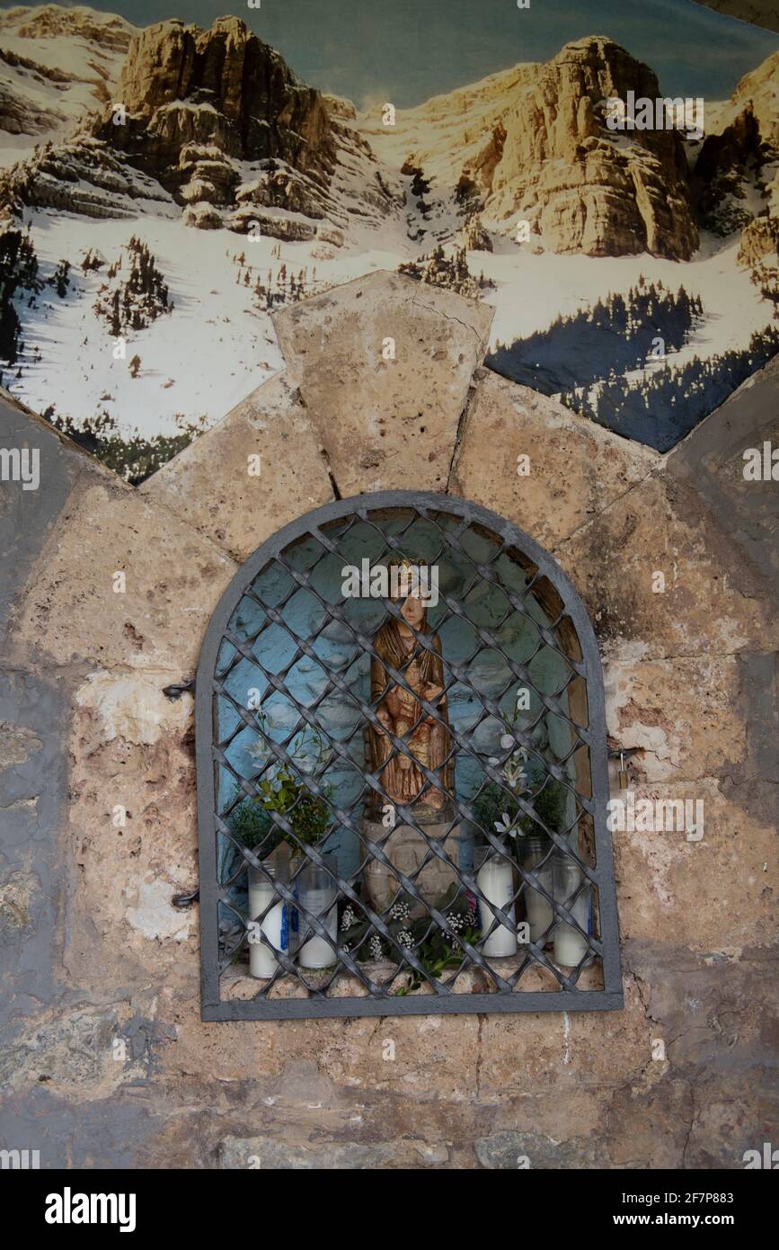 Bastanist Sanctuary in spring. Virgin cave (Cerdanya, Catalonia, Spain, Pyrenees) ESP: Santuario de Bastanist en primavera. Cueva de la Virgen Stock Photo