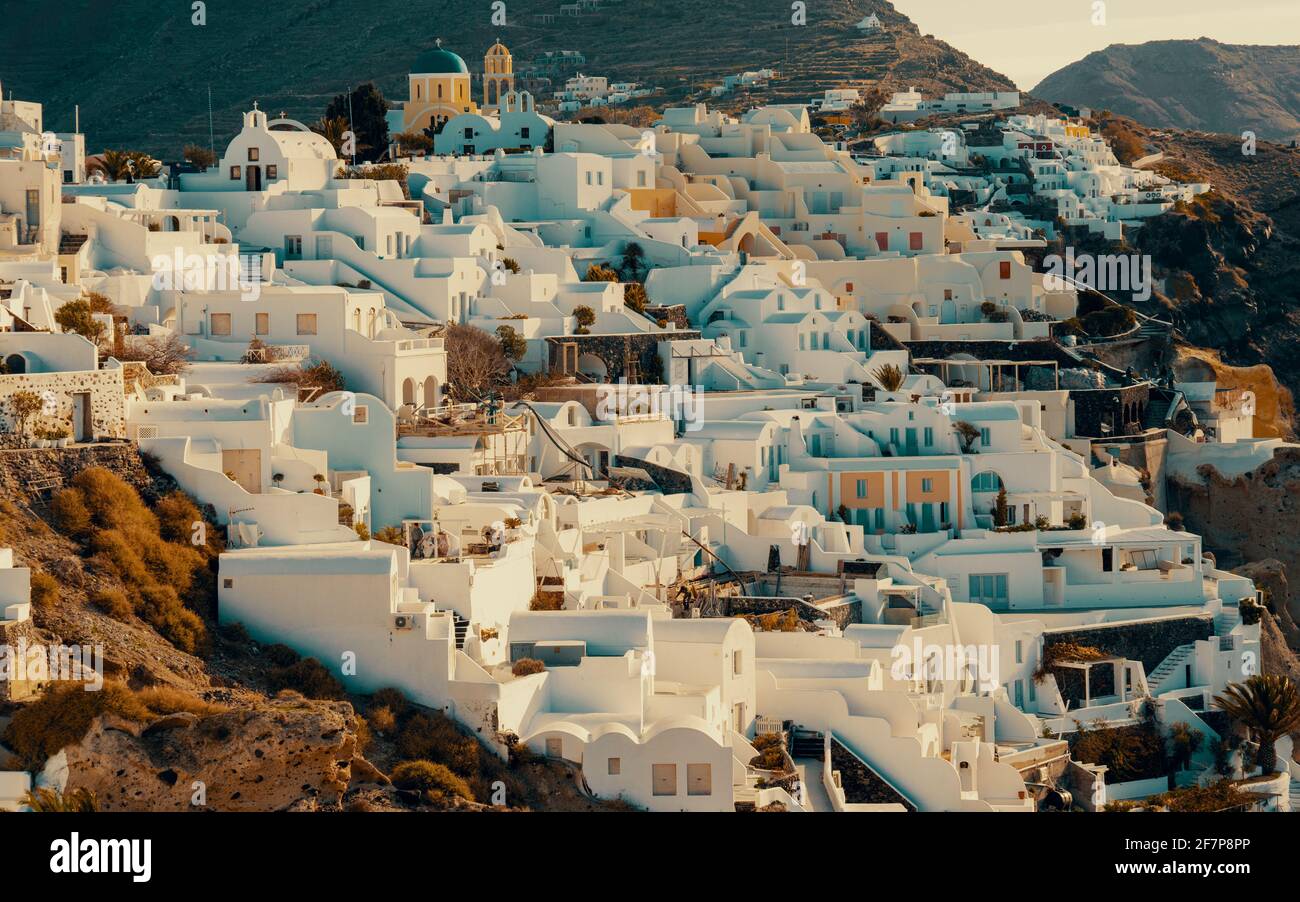 Architecture Oia village on Santorini island, Greece Stock Photo