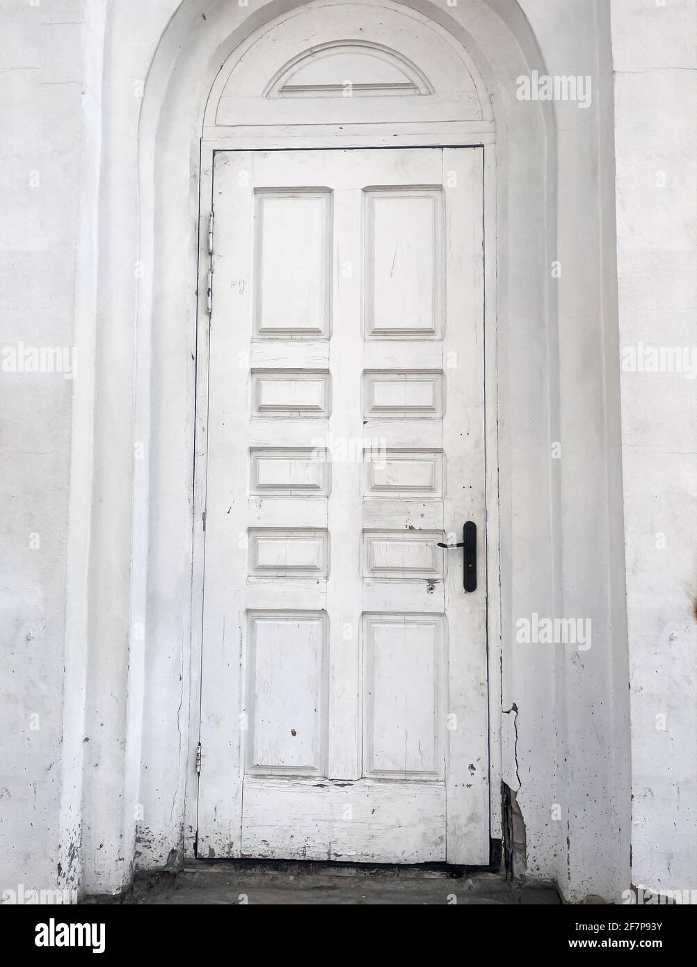 Old decayed white wooden closed door exterior Stock Photo Alamy