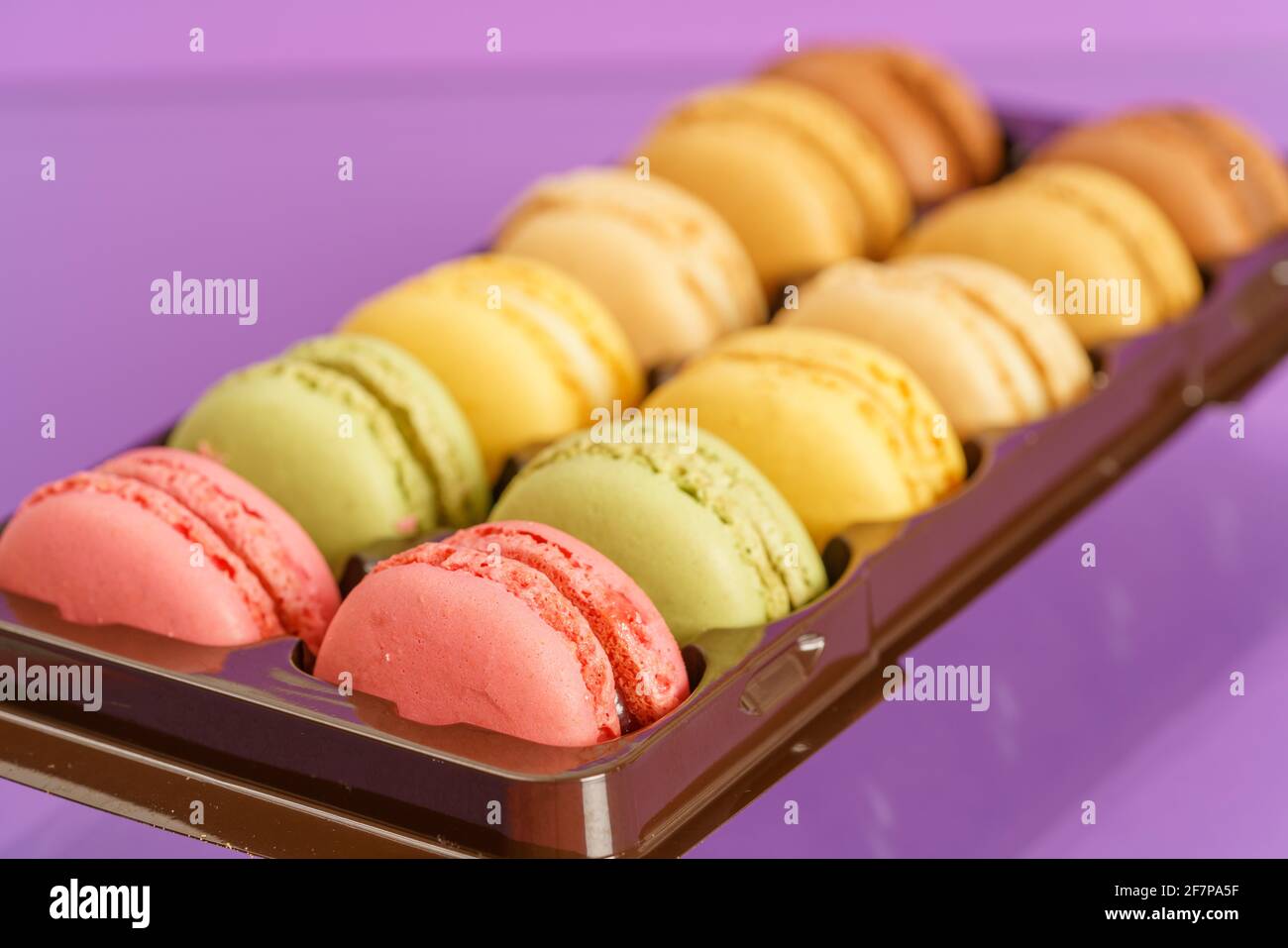 Macaron Cakes in Plastic  Package. Macaroons  Cakes in Plastic Container Stock Photo