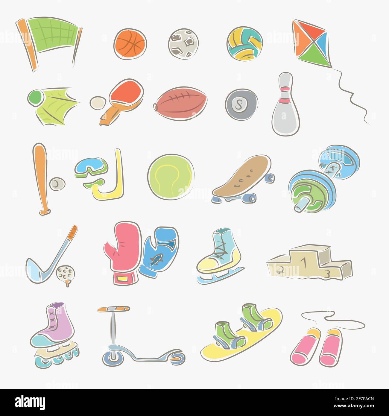 big set of sport equipment on white Stock Vector Image & Art - Alamy