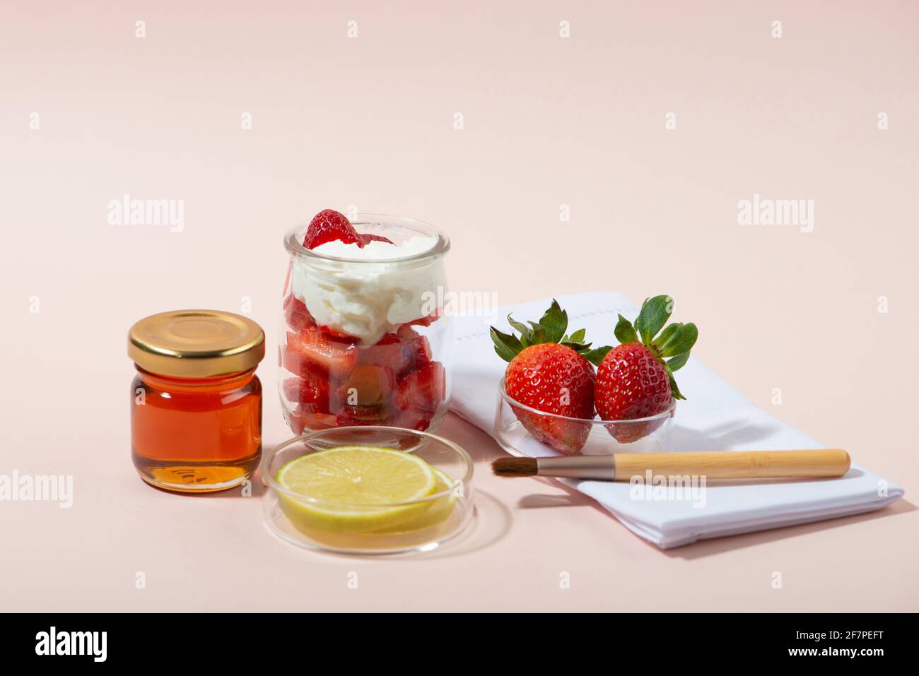 Homemade strawberry face mask ingredients strawberry, yoghurt, honey