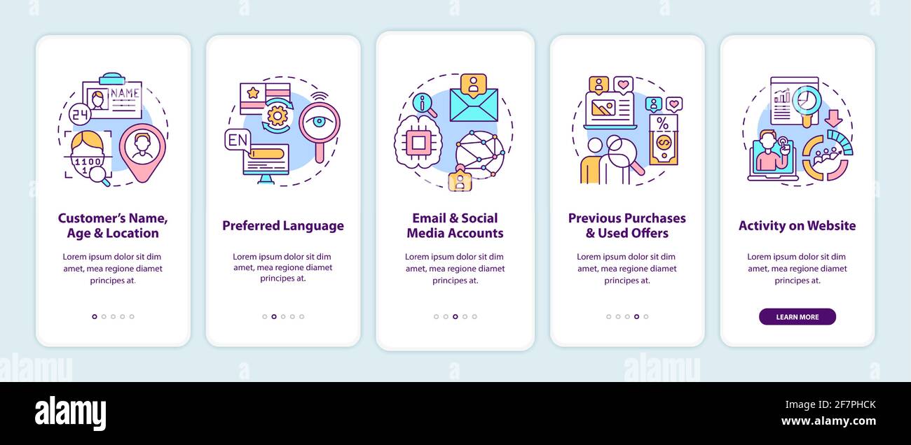 Smart content analytics components, criteria onboarding mobile app page ...