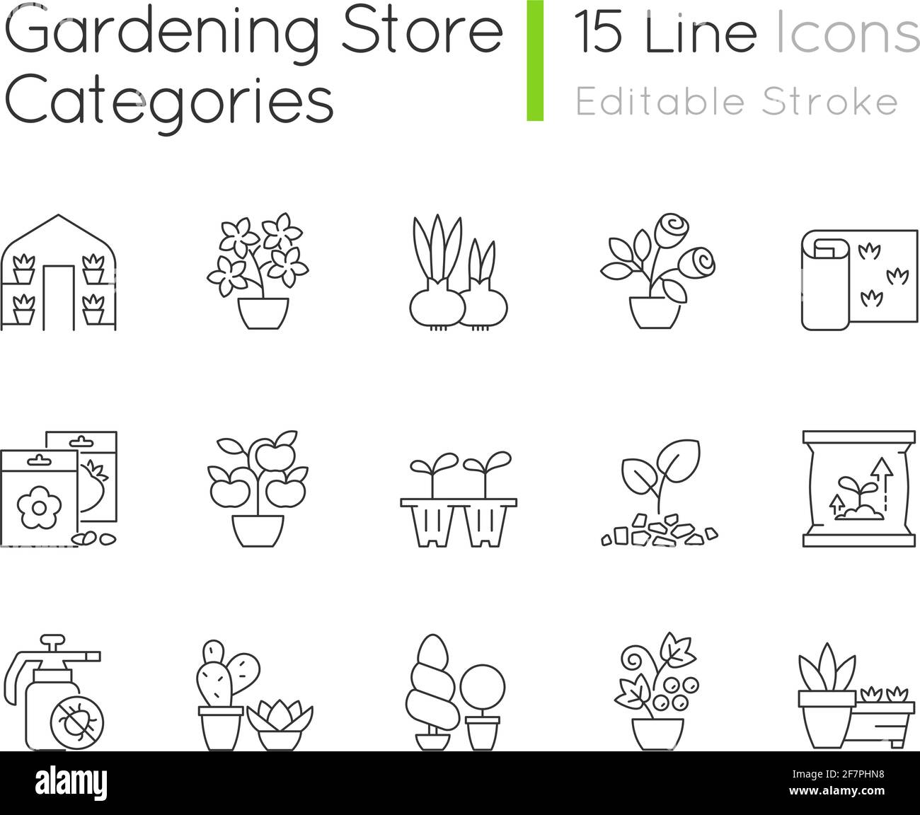 Gardening store categories linear icons set Stock Vector Image & Art ...