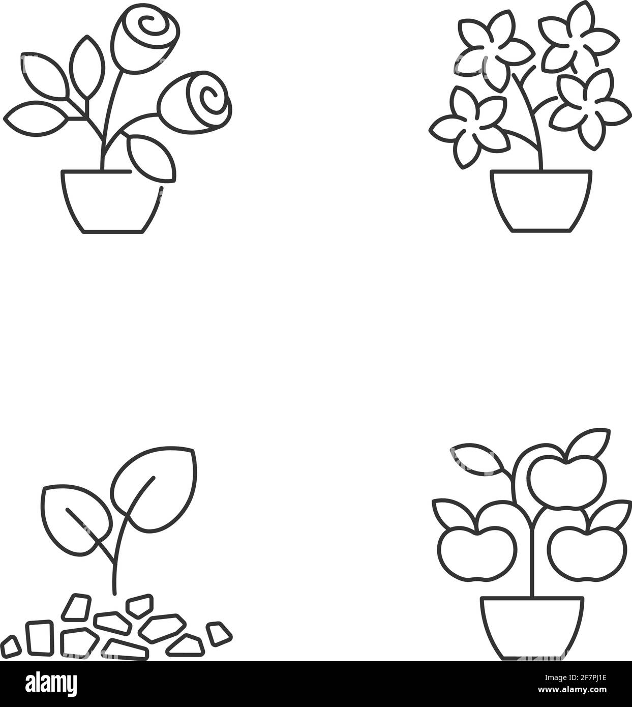 Gardening store categories linear icons set Stock Vector Image & Art ...