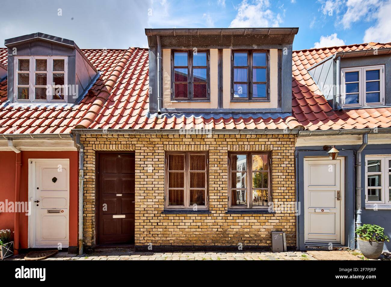 a tiny home in narrow street in denmark Stock Photo