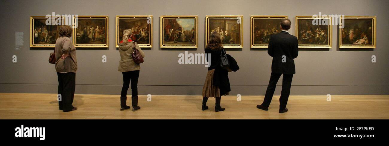 Hogarth exhibition at Tate Britain 7 feb to 29 april ....A Rakes Progress   1734  pic David Sandison Stock Photo