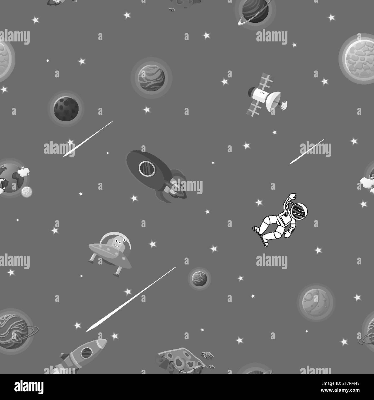 Space Astronaut Pattern Print Automatic Foldable Umbrella