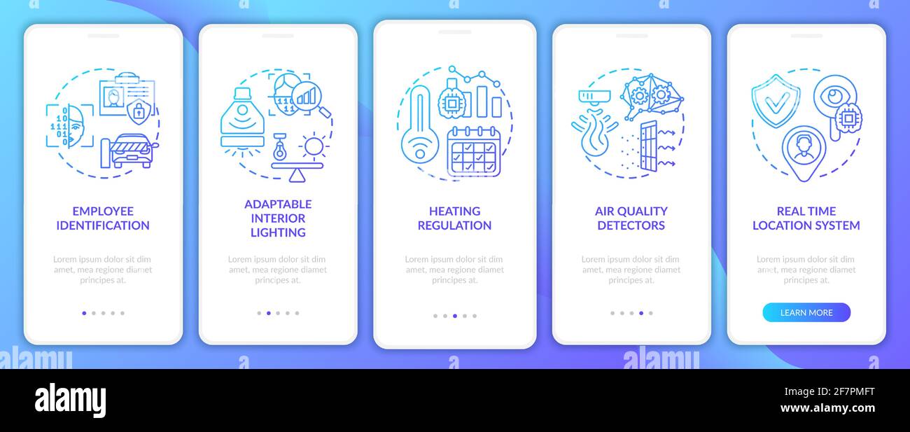 Smart workspace onboarding mobile app page screen with concepts Stock ...