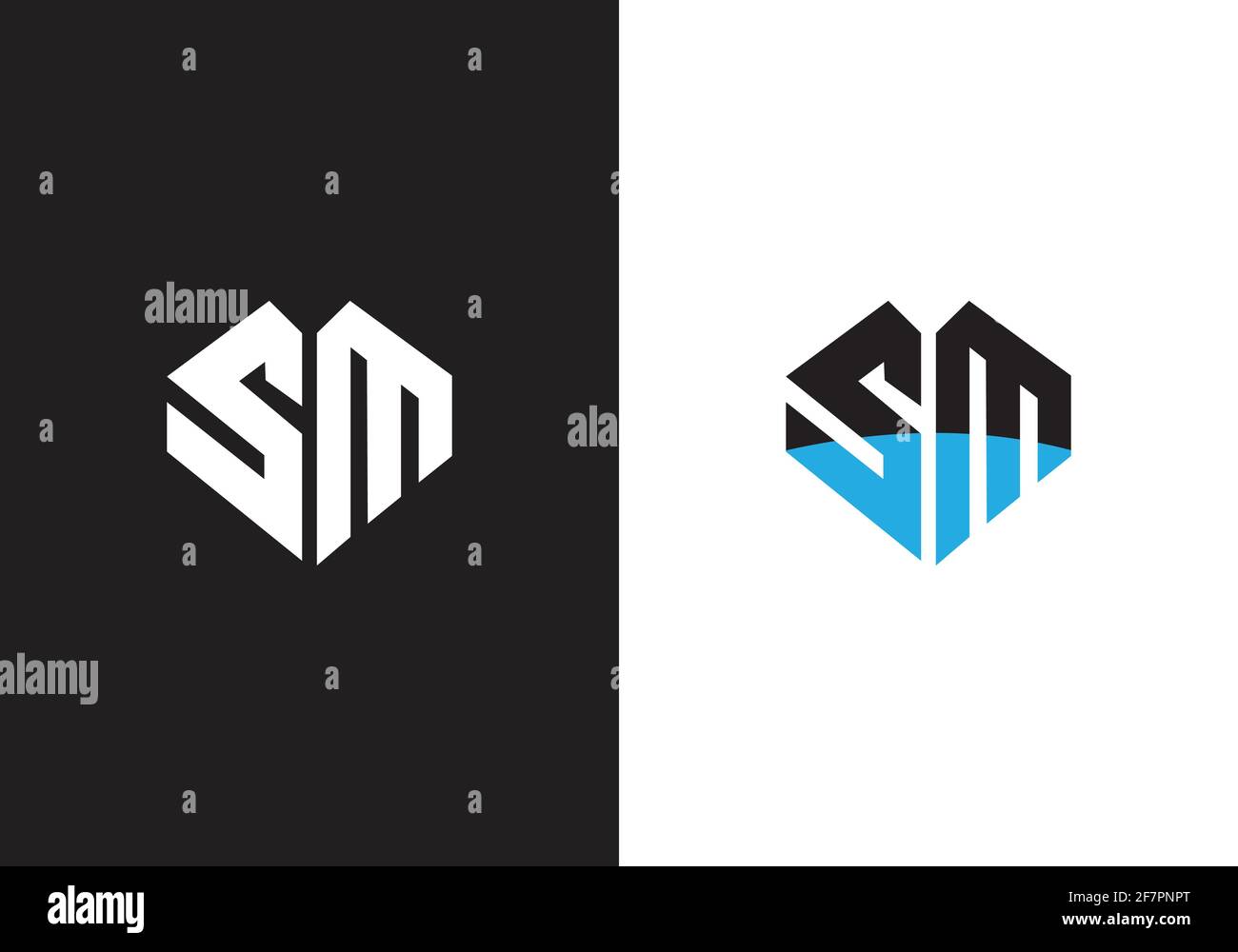 Initial Monogram Letter S M Logo Design Vector Template Stock Vector
