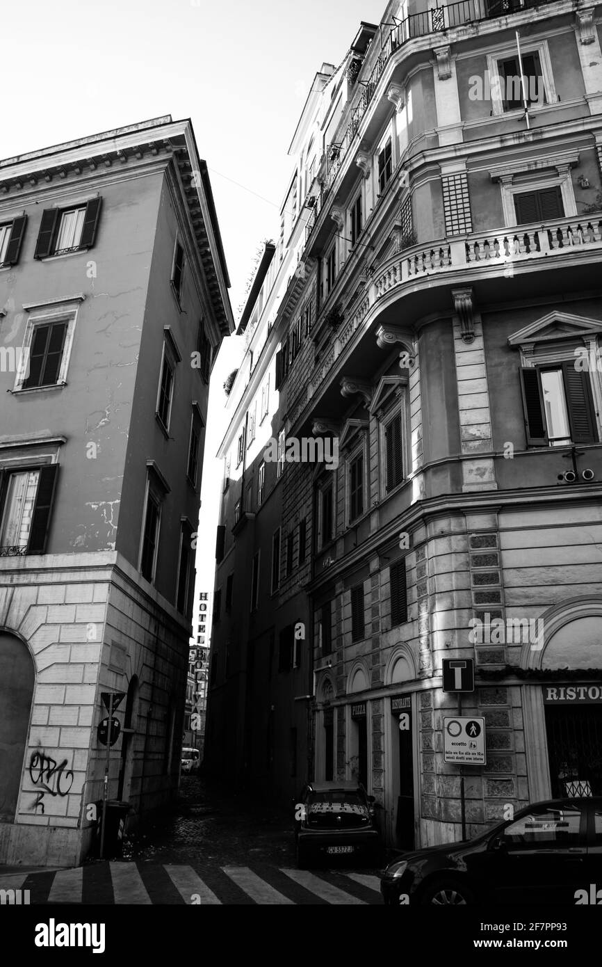 Corner of Via della Cordonata, 26 street. Rome, Italy Stock Photo