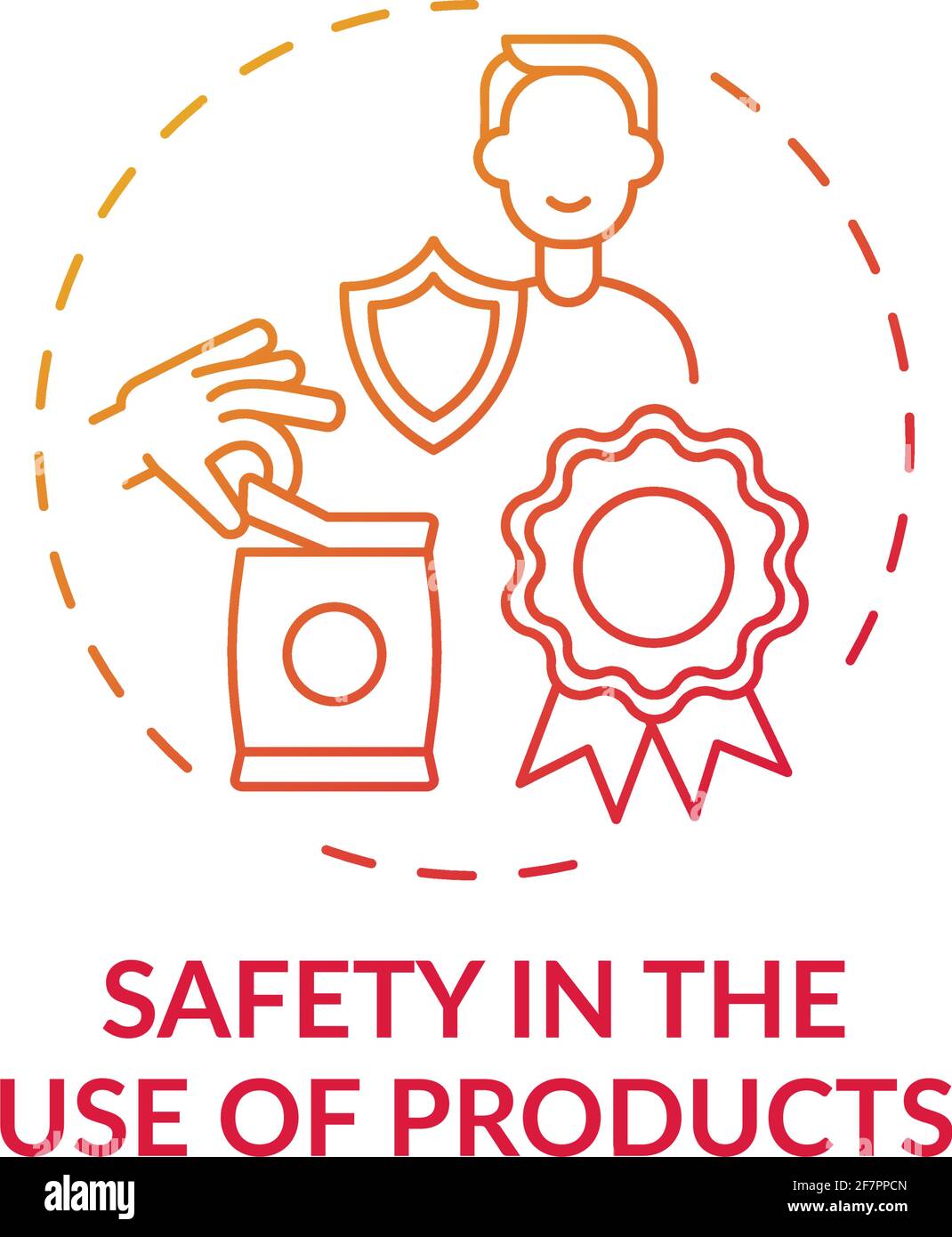Safety in products use concept icon Stock Vector