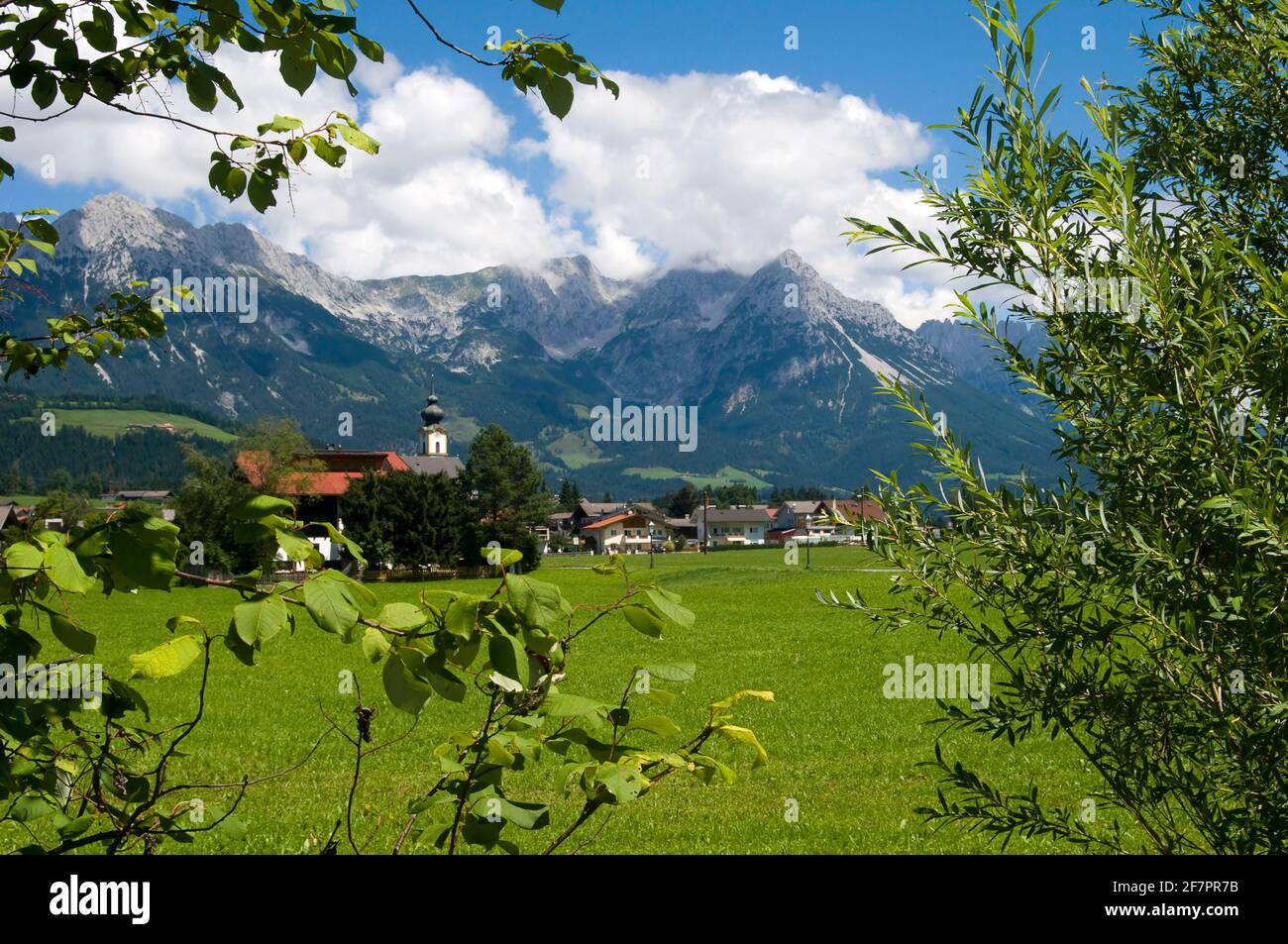 Beautiful Tyrolean Village Scene In The Village Of Soll In Austria Stock Photo