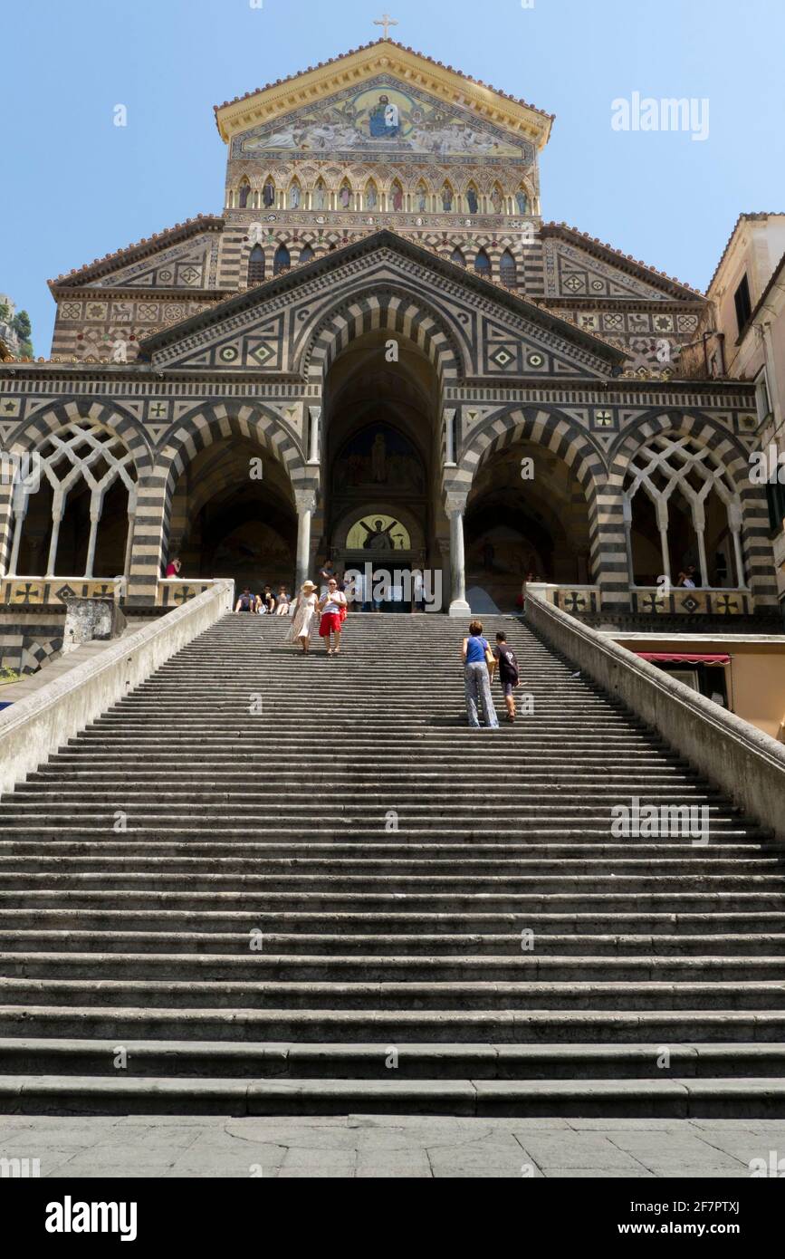 Saint Andrew's Cathedral In The Town Of Amalfi On Italy's Amalfi Coast. Stock Photo