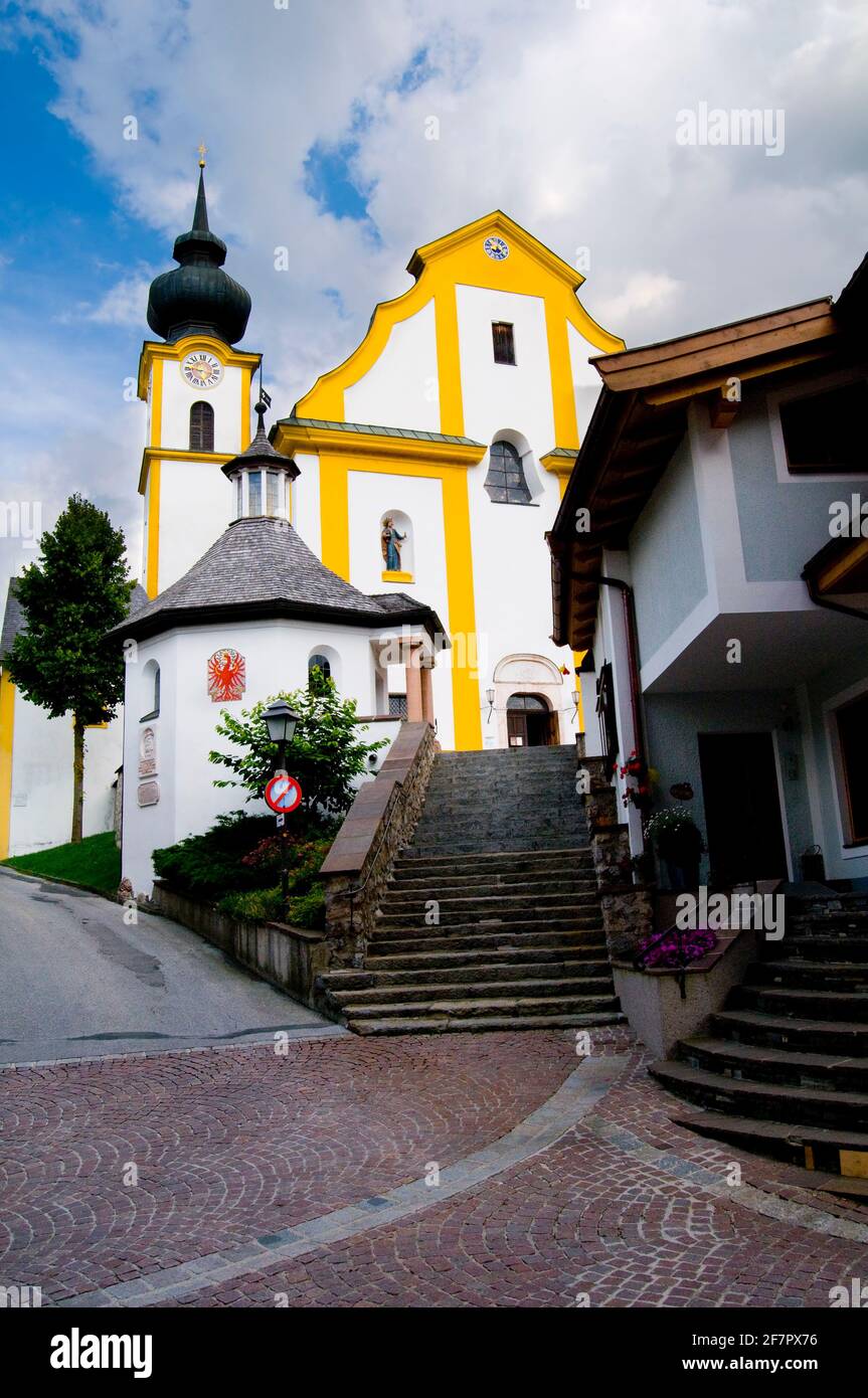 St. Peter and St. Paul Parish Church In The Village Of Soll In Austria's Wilder Kaiser Region Stock Photo
