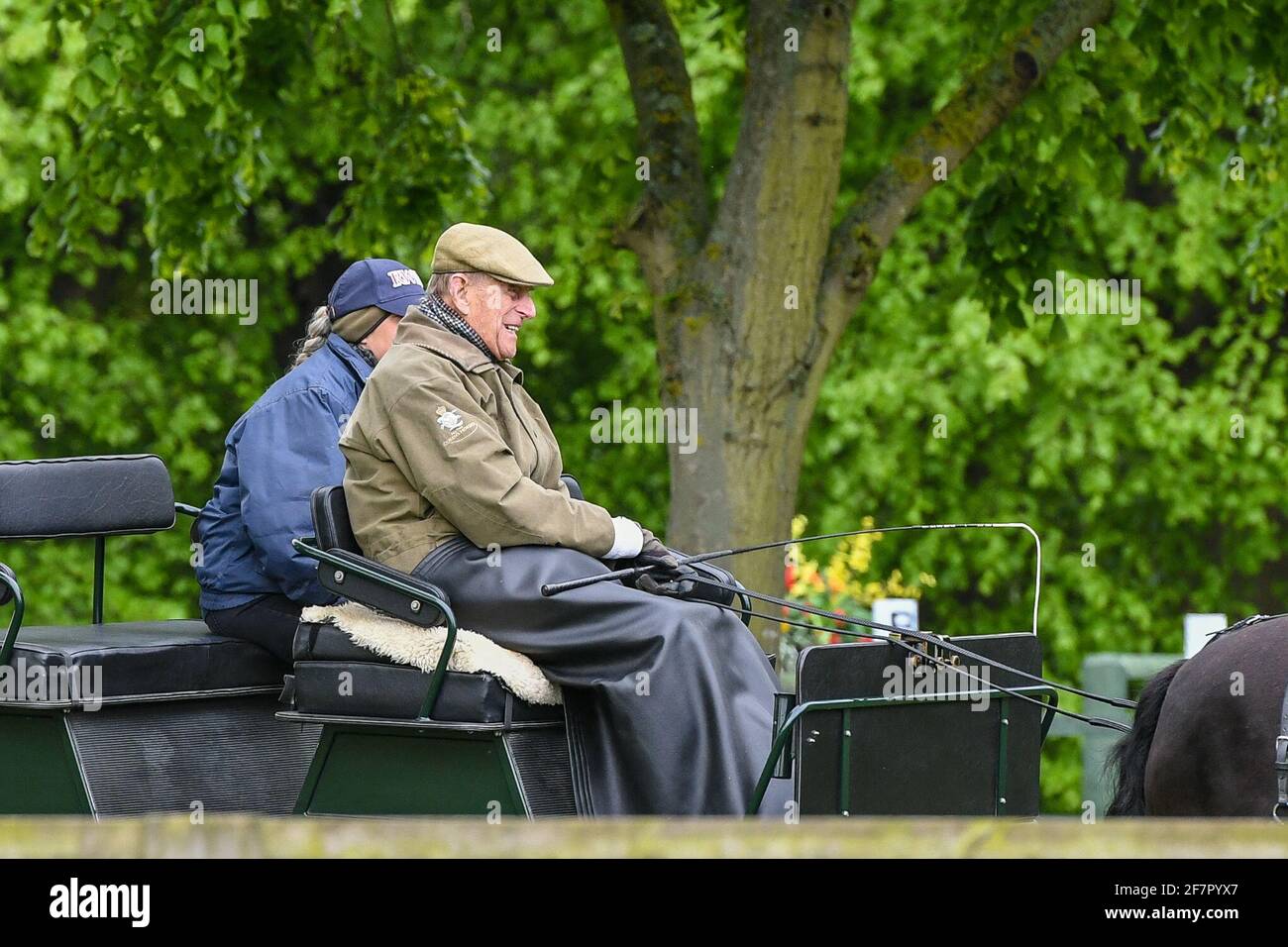 Prince Philip, Duke of Edinburgh watching Lady Louise Windsor during the Royal Windsor Horse Show held in the private grounds of Windsor Castle in Berkshire in the UK between on 8th-12th May 2019 Credit: Peter Putnam/Alamy Live News Stock Photo