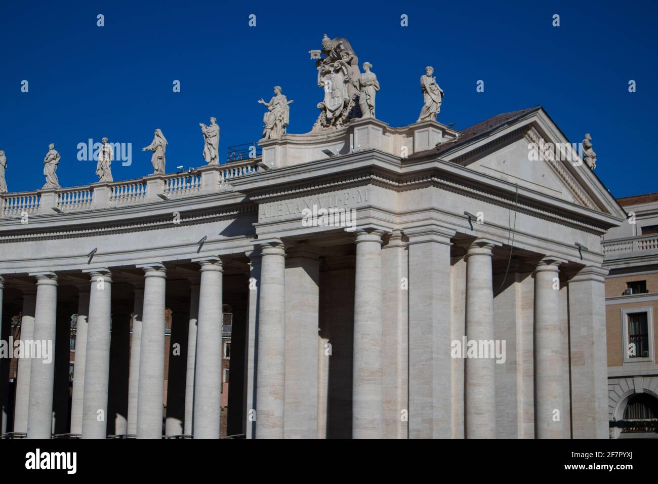 Views of columnata de Bernini buildings. Vatican City, Italy Stock Photo