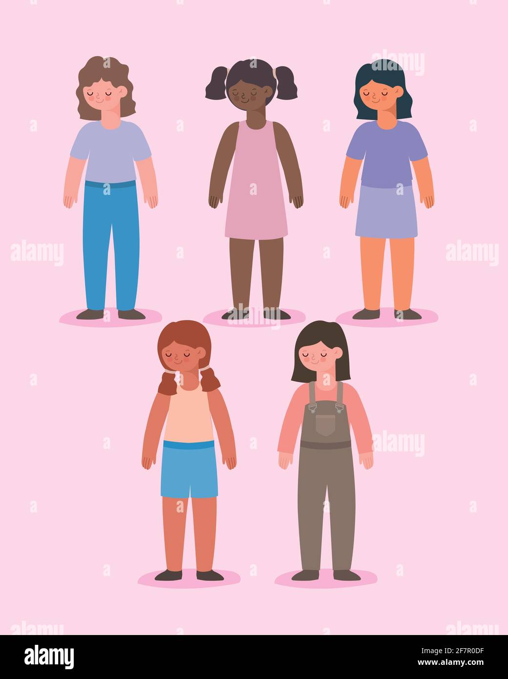 five girls icons Stock Vector