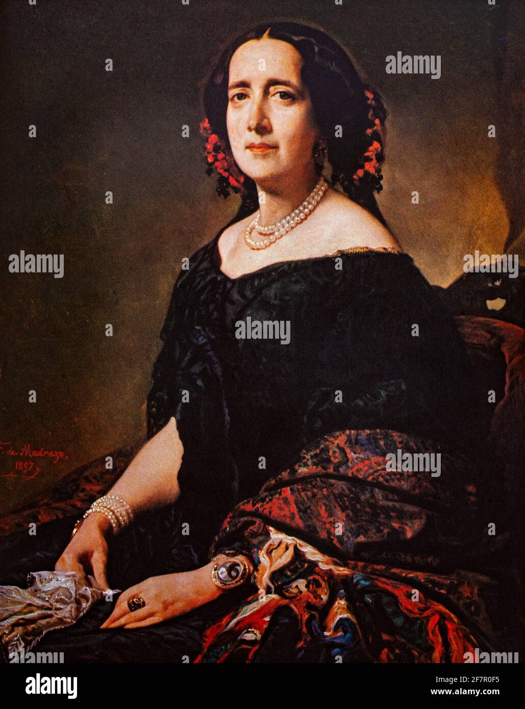 A portrait of Gertrudis Gómez de Avellaneda (1814-1873), a 19th-century Cuban-born Spanish writer. Her family moved to Spain in 1836, where she started writing as La Peregrina (The Pilgrim), she was a prolific writer and wrote 20 plays and numerous poems. Her most famous work, however, is the antislavery novel Sab, published in Madrid in 1841. The artist is Federico de Madrazo (1815-1894) a Spanish painter. Stock Photo