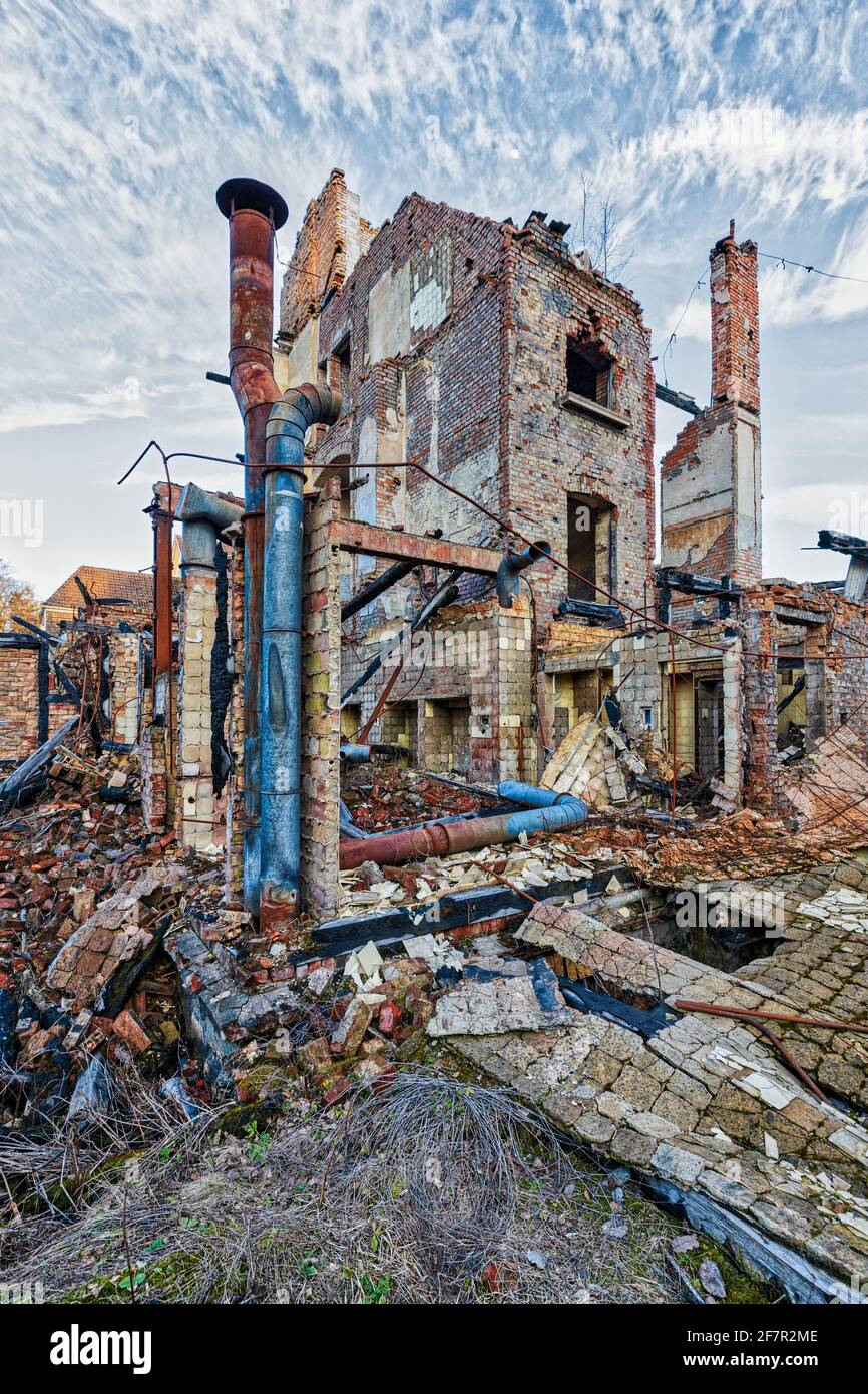 Brandruine Albrechtshaus Lost Places im Harz Stock Photo