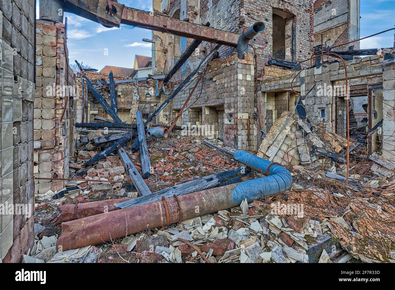 Brandruine Albrechtshaus Lost Places im Harz Stock Photo