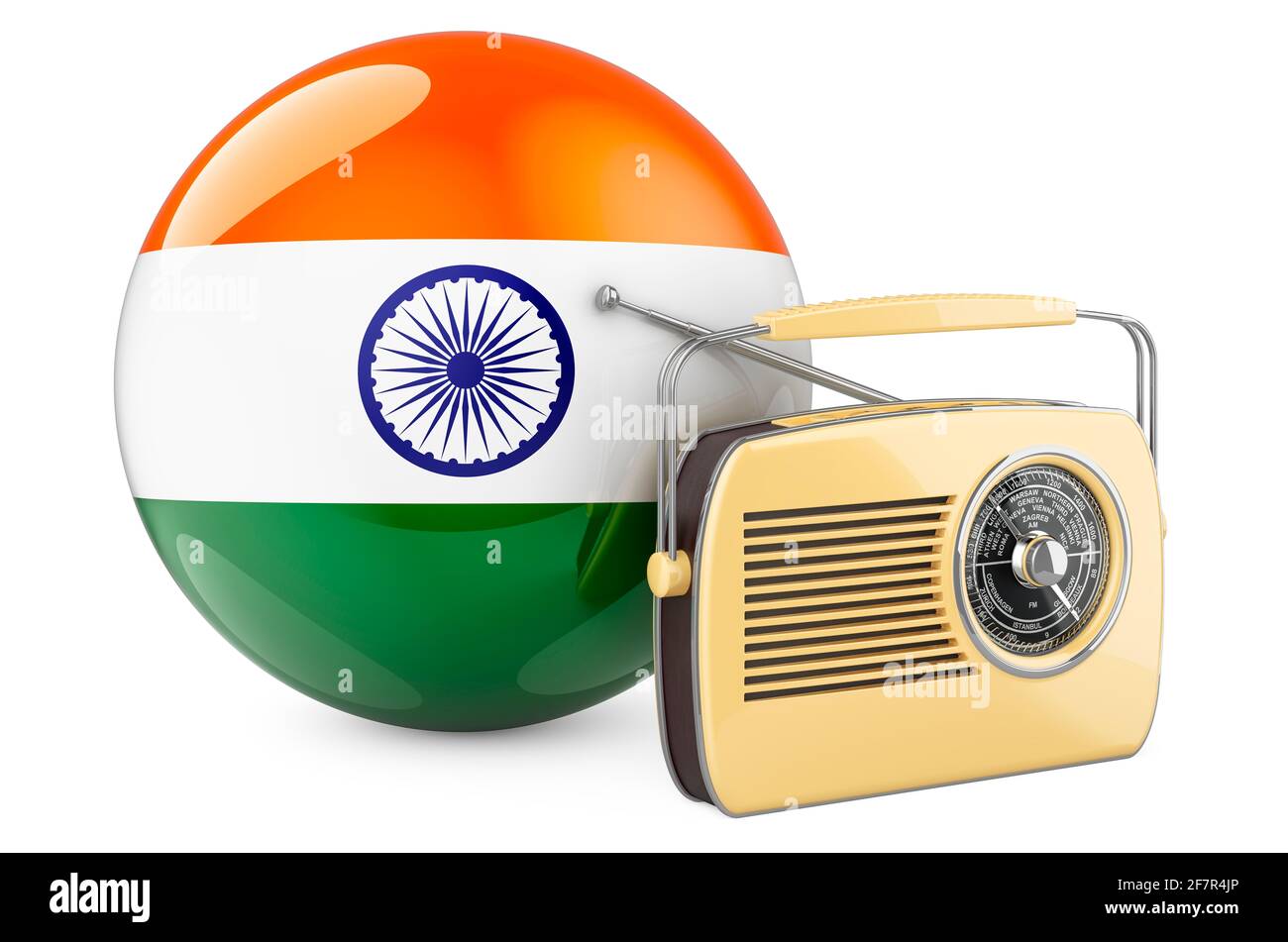 Radio broadcasting in India concept. Radio receiver with Indian flag