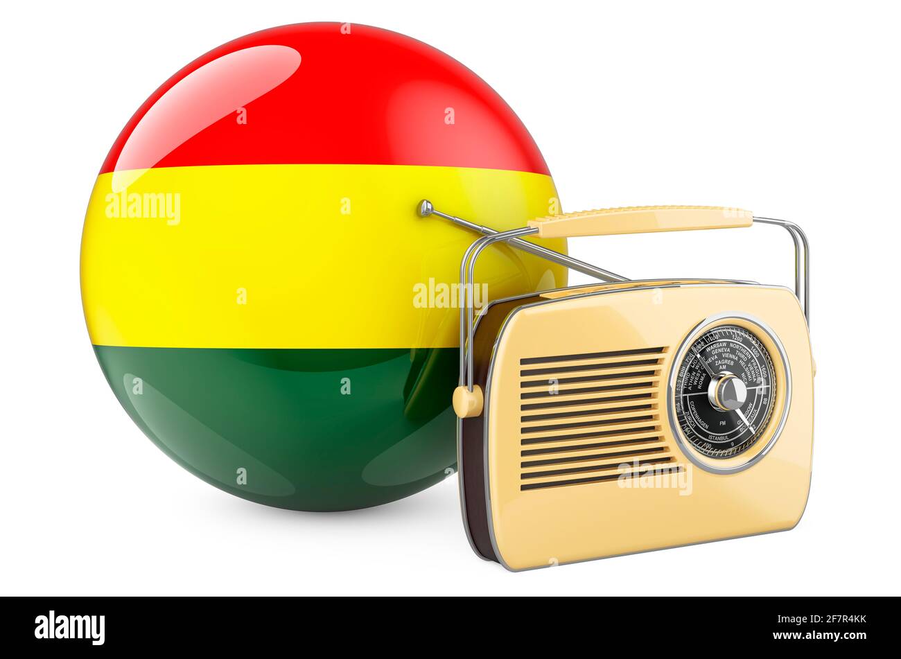 Radio broadcasting in Bolivia concept. Radio receiver with Bolivian