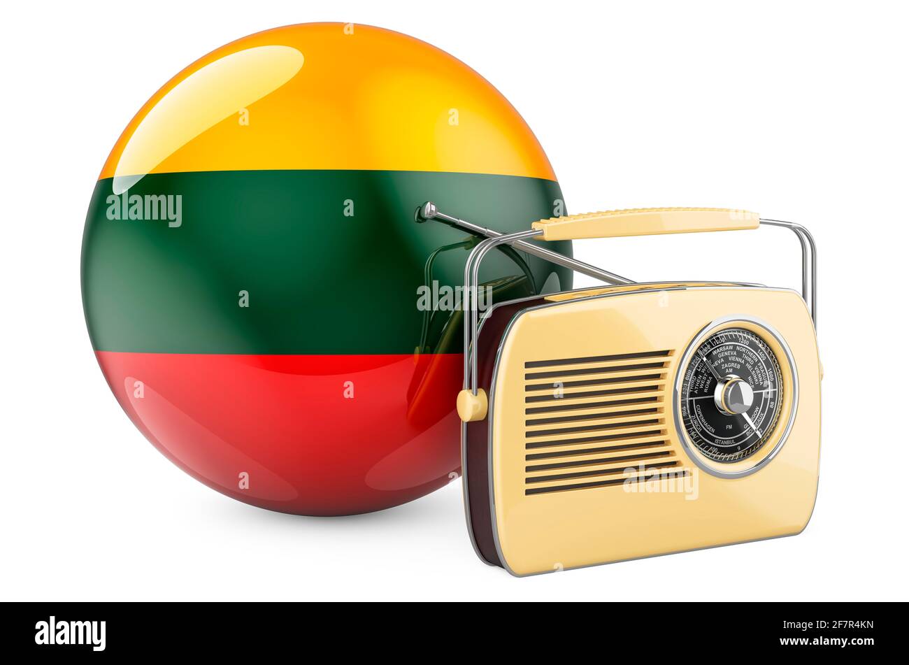 Radio broadcasting in Lithuania concept. Radio receiver with Lithuanian