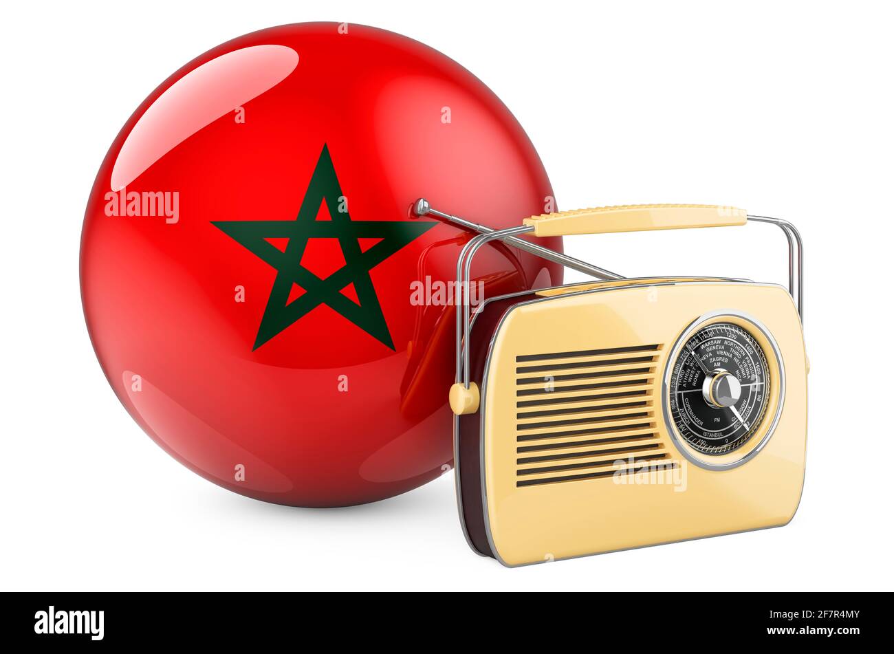 Radio broadcasting in Morocco concept. Radio receiver with Moroccan flag.  3D rendering isolated on white background Stock Photo - Alamy