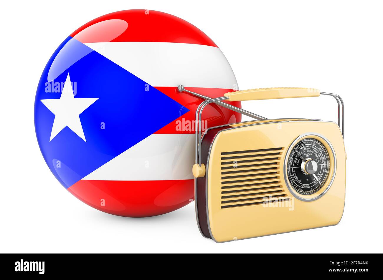 Radio broadcasting in Puerto Rico concept. Radio receiver with Puerto