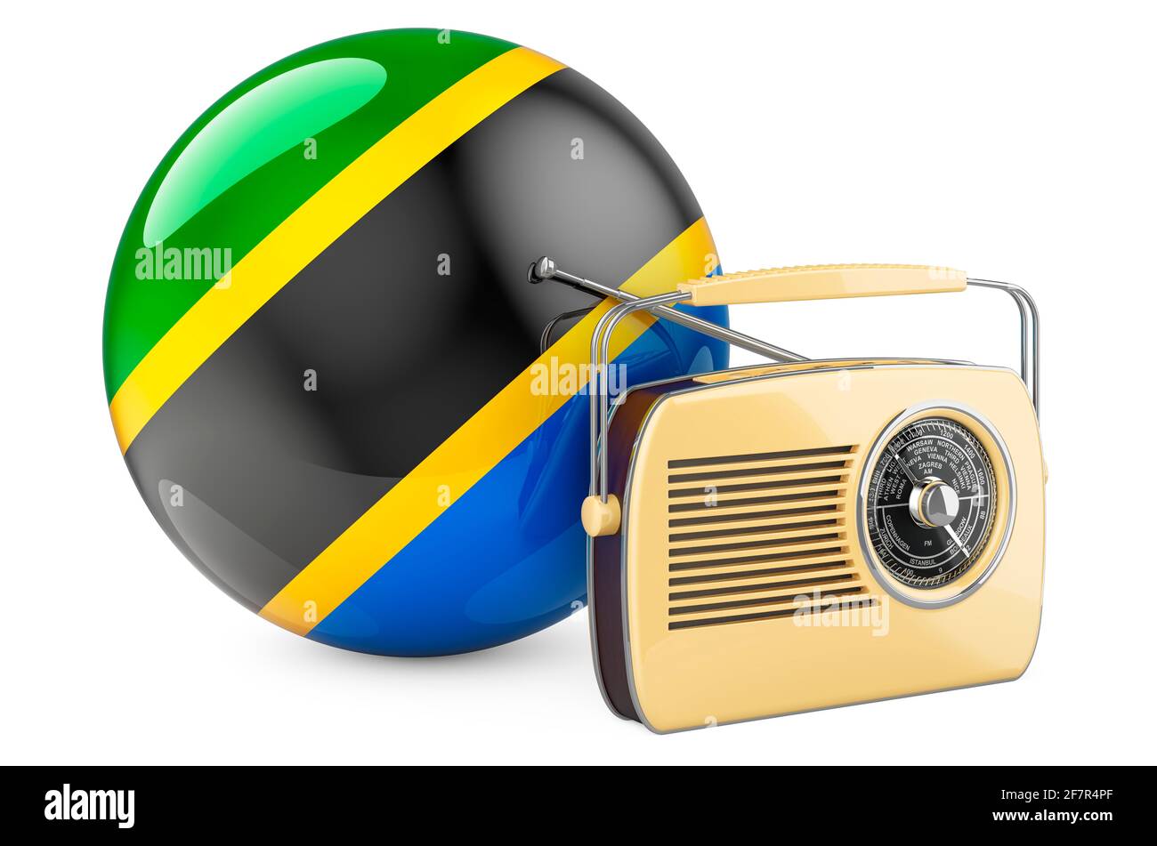 Radio broadcasting in Tanzania concept. Radio receiver with Tanzanian