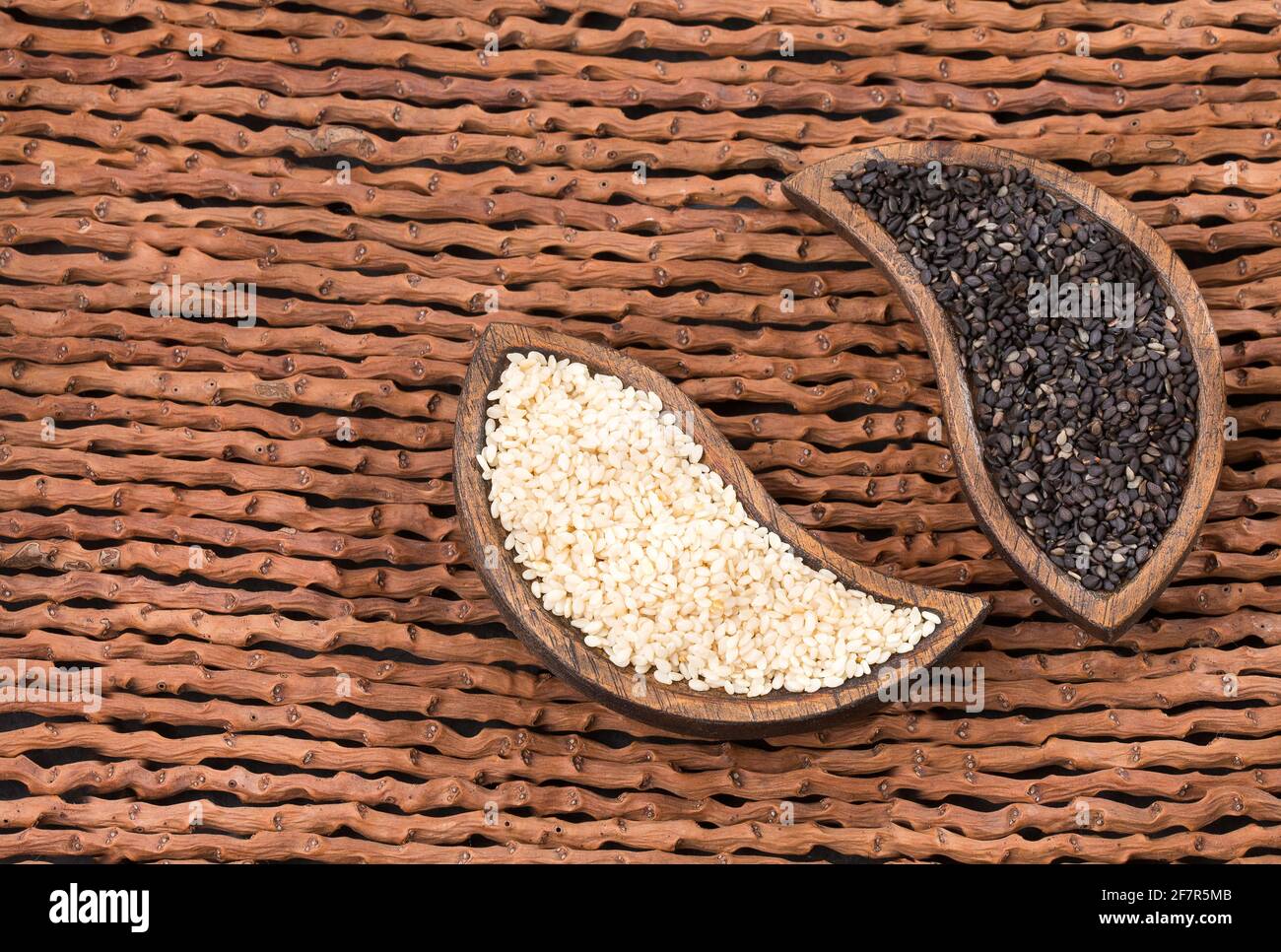 White sesame and black sesame seed - Sesamum indicum. Stock Photo