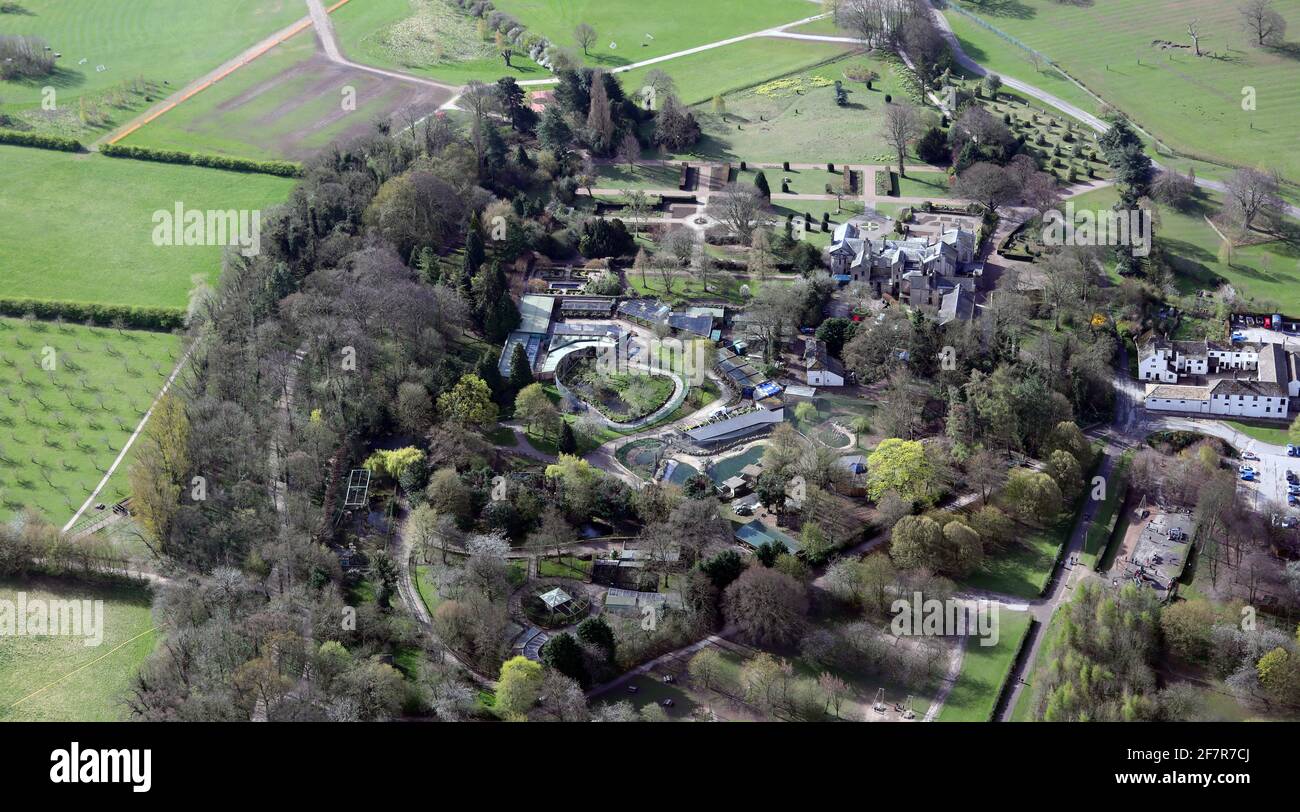 aerial view of Lotherton Hall in Lotherton Country Park, Aberford, Leeds Stock Photo